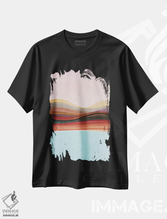 تیشرت مشکی طرح دار منظرهٔ روان گردان چهارم، تزئینی اثر مارکو گونزالز | immage.ir