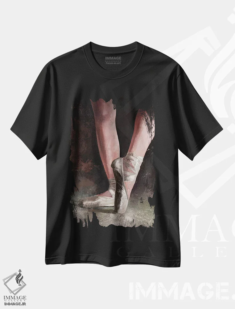 تیشرت مشکی طرح دار کفش های ظریف، هنر فاخر معاصر اثر استیو گود | immage.ir