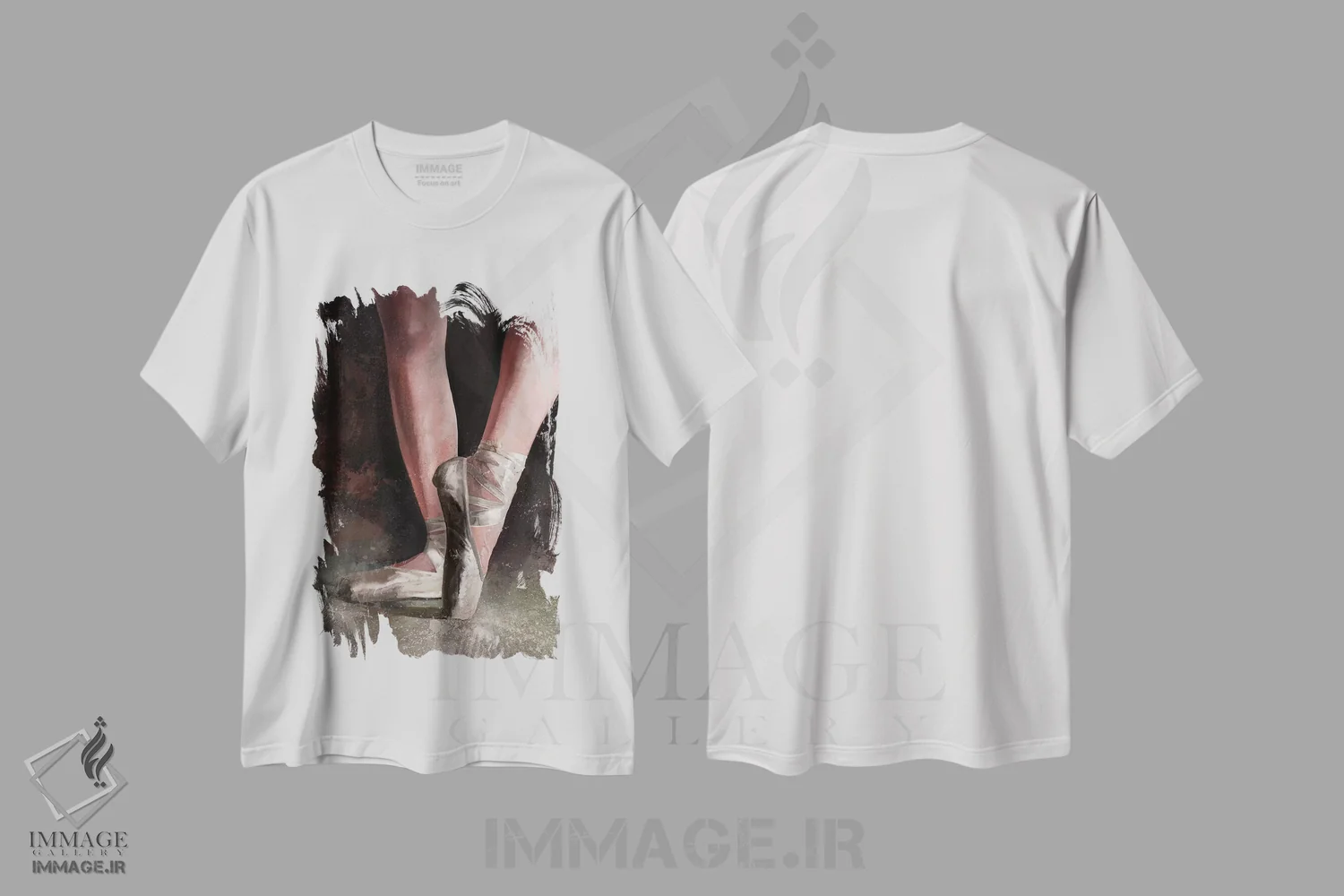 تیشرت سفید طرح دار کفش های ظریف، هنر فاخر معاصر اثر استیو گود | فروشگاه ایماژ