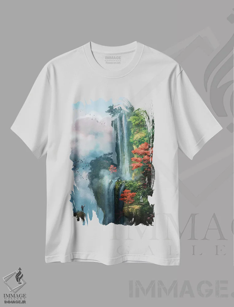 تیشرت سفید طرح دار درون ابرها، هنر فاخر معاصر اثر استیو گود | immage.ir