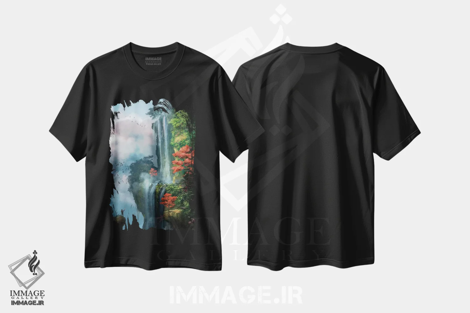 تیشرت مشکی طرح دار درون ابرها، هنر فاخر معاصر اثر استیو گود | فروشگاه ایماژ