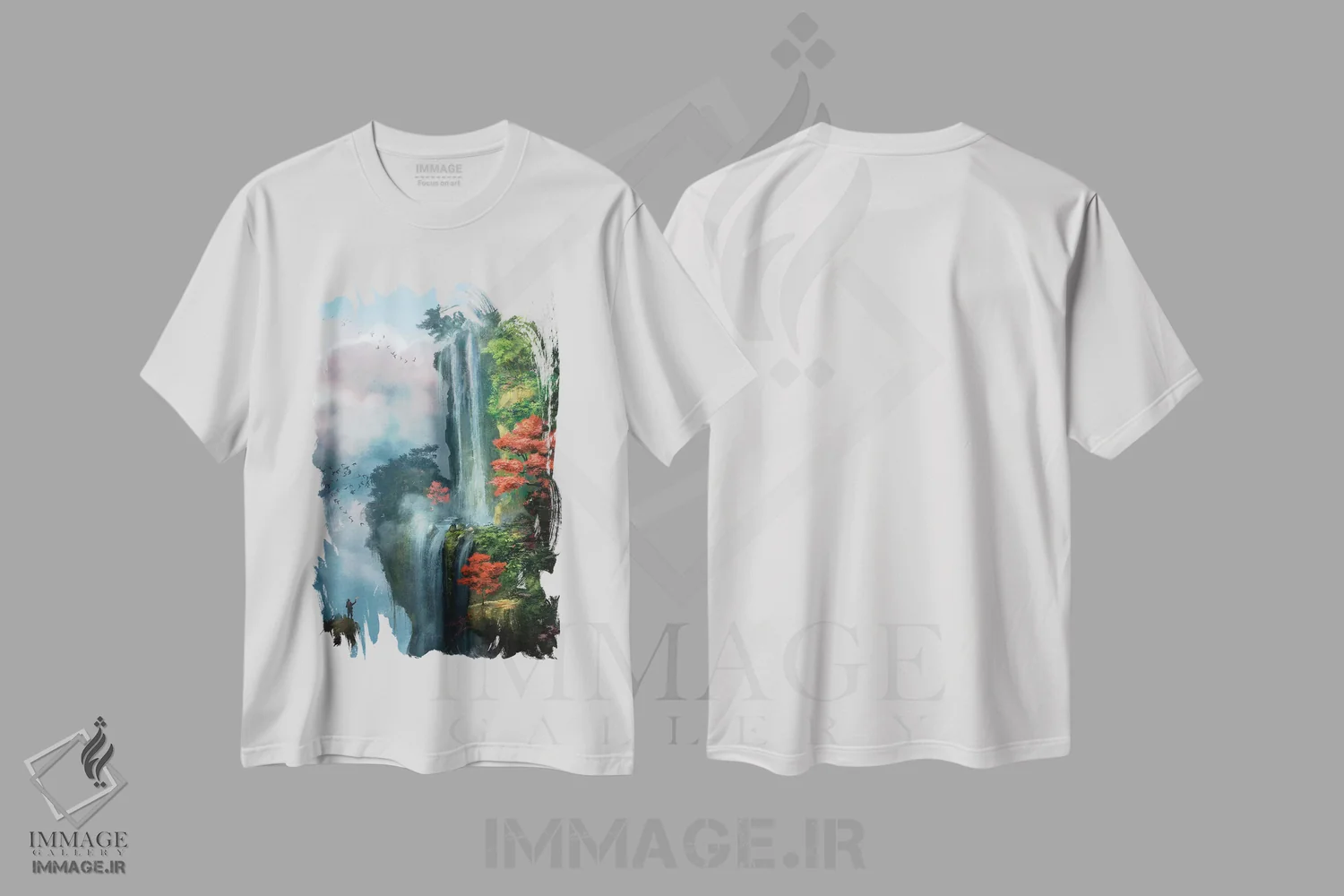 تیشرت سفید طرح دار درون ابرها، هنر فاخر معاصر اثر استیو گود | immage.ir