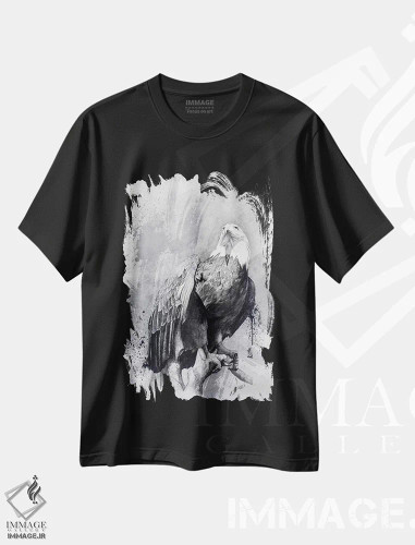 تیشرت مشکی طرح دار نقاشی عقاب سرسفید، هنر فاخر معاصر اثر استیو گود | فروشگاه ایماژ
