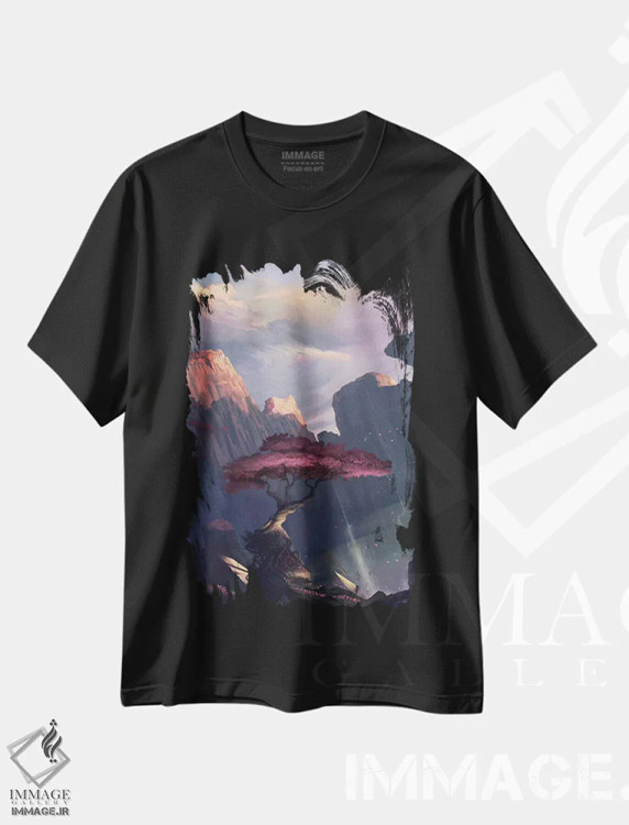 تیشرت مشکی طرح دار زمان نوسازی، هنر فاخر معاصر اثر استیو گود | فروشگاه ایماژ