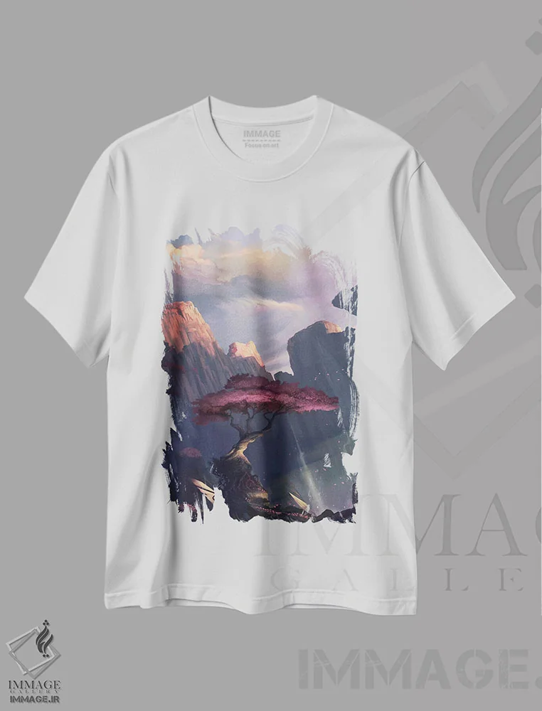 تیشرت سفید طرح دار زمان نوسازی، هنر فاخر معاصر اثر استیو گود | immage.ir