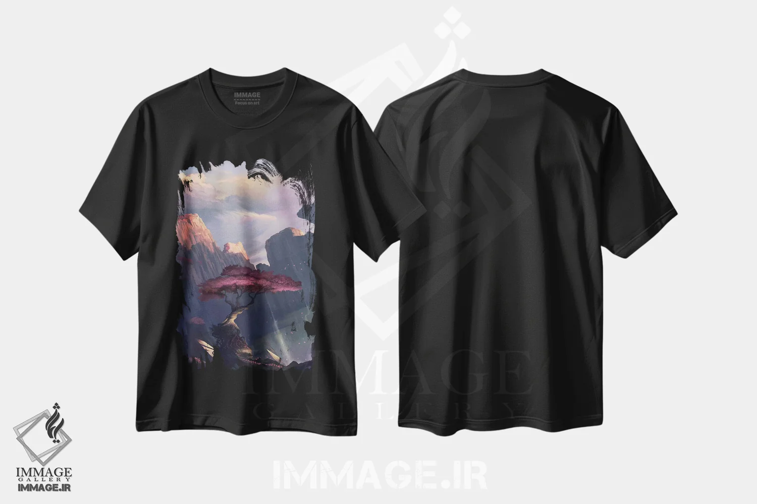 تیشرت مشکی طرح دار زمان نوسازی، هنر فاخر معاصر اثر استیو گود | فروشگاه ایماژ