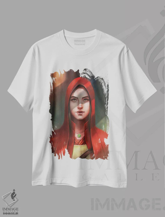 تیشرت سفید طرح دار پرتره زنانه، مدیوم اثر استیو گود | فروشگاه ایماژ