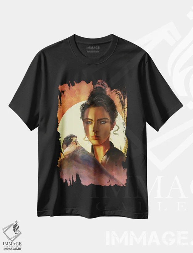تیشرت مشکی طرح دار زیبایی سرگردان، هنر فاخر معاصر اثر استیو گود | فروشگاه ایماژ