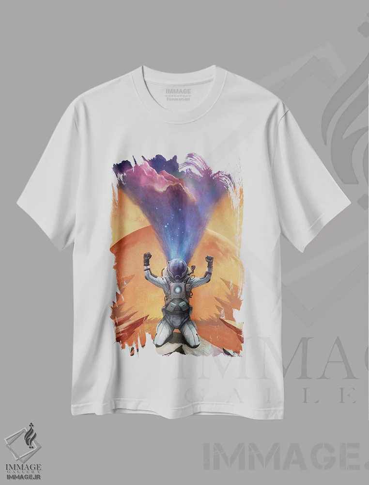 تیشرت سفید طرح دار جز فضا هیچ، هنر فاخر معاصر اثر استیو گود | immage.ir
