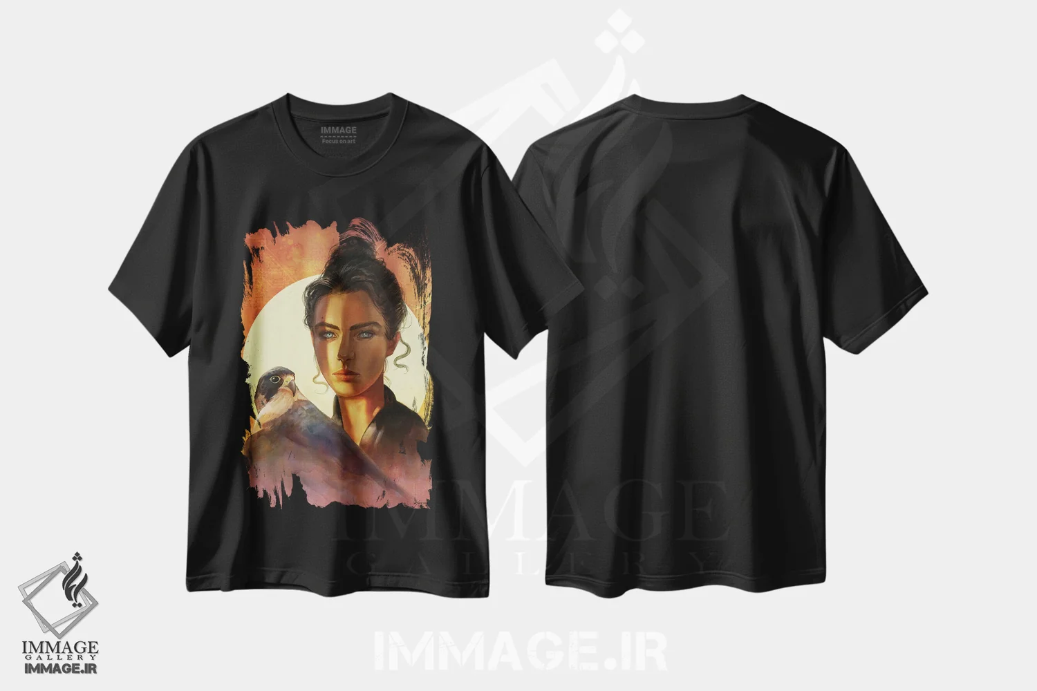 تیشرت مشکی طرح دار زیبایی سرگردان، هنر فاخر معاصر اثر استیو گود | فروشگاه ایماژ