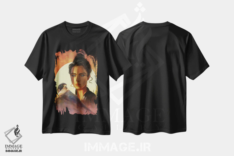 تیشرت مشکی طرح دار زیبایی سرگردان، هنر فاخر معاصر اثر استیو گود | فروشگاه ایماژ