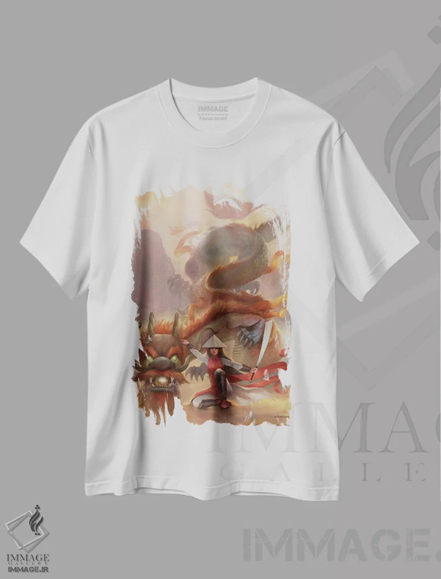 تیشرت سفید طرح دار جنگجوی ویتنامی، دکور آسیایی اثر استیو گود | فروشگاه ایماژ