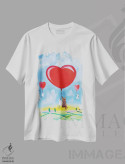 تیشرت سفید طرح دار بادکنک های قلبی، تزئینی اثر گوردون بروس | فروشگاه ایماژ