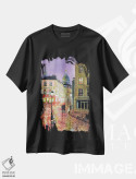 تیشرت مشکی طرح دار مونمارتر، دکور معاصر اثر گوردون بروس | فروشگاه ایماژ