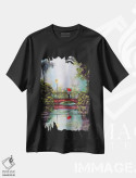 تیشرت مشکی طرح دار انتظار در باران، دکور معاصر اثر گوردون بروس | فروشگاه ایماژ
