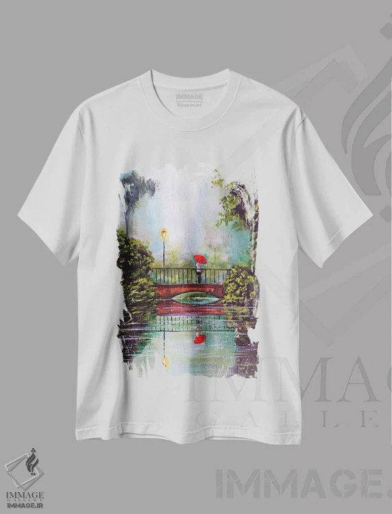 تیشرت سفید طرح دار انتظار در باران، دکور معاصر اثر گوردون بروس | immage.ir