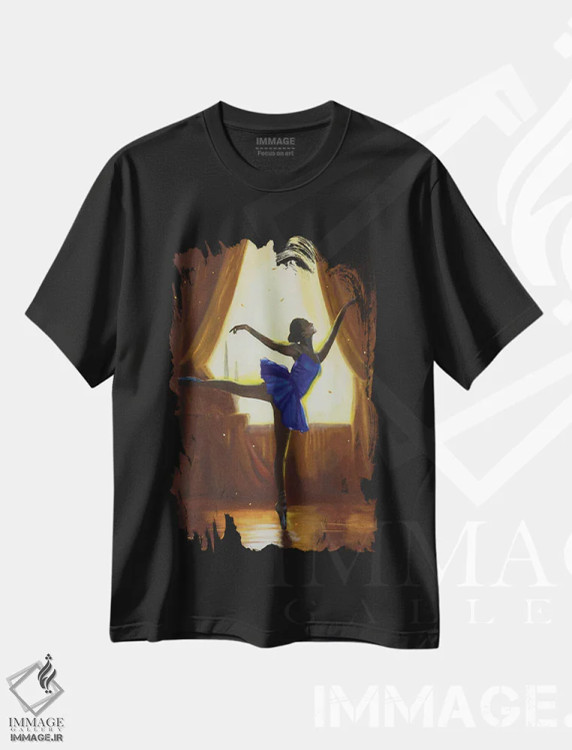تیشرت مشکی طرح دار تمرین رقص بالرین، مدیوم اثر گوردون بروس | فروشگاه ایماژ