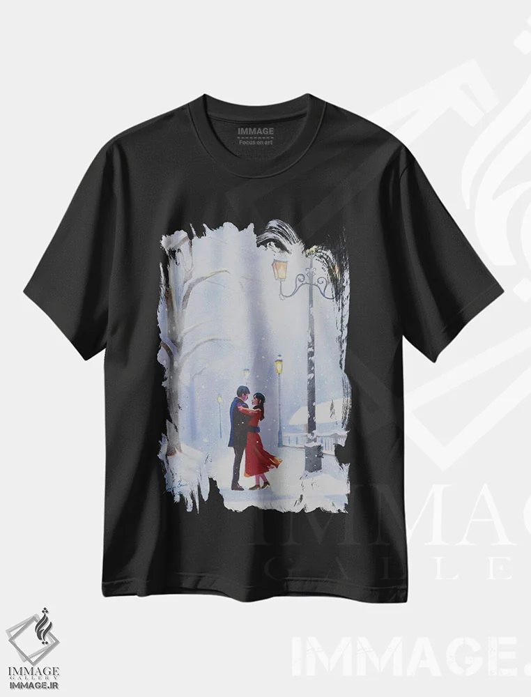 تیشرت مشکی طرح دار والس پولک برف اثر گوردون بروس | immage.ir