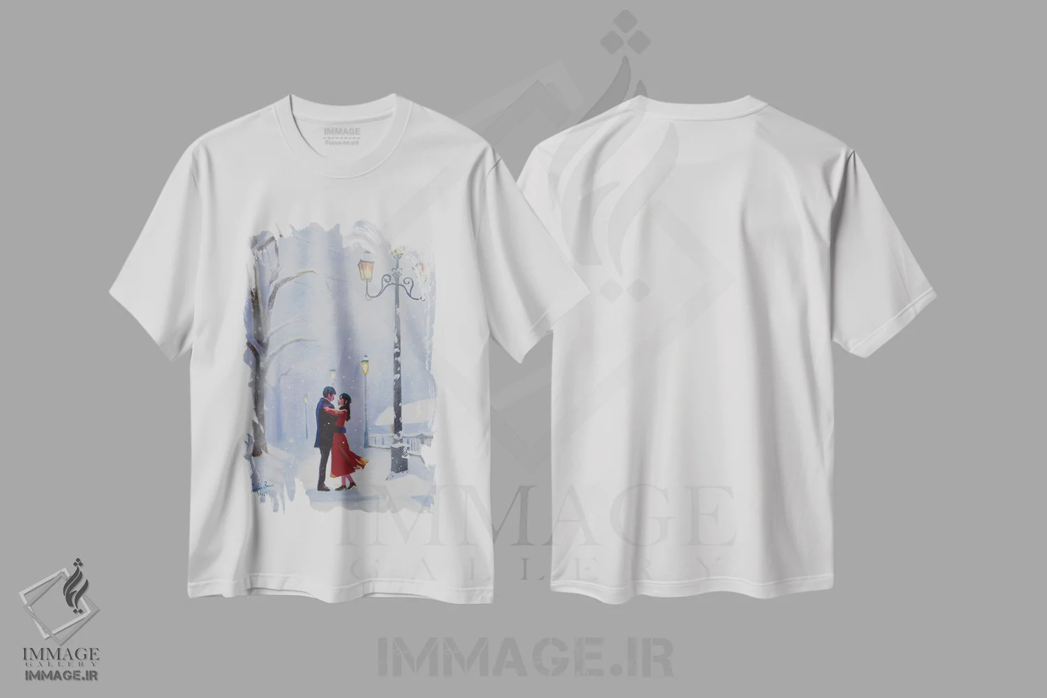 تیشرت سفید طرح دار والس پولک برف اثر گوردون بروس | فروشگاه ایماژ