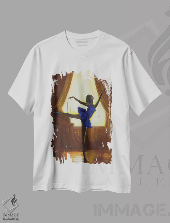 تیشرت سفید طرح دار تمرین رقص بالرین، مدیوم اثر گوردون بروس | immage.ir