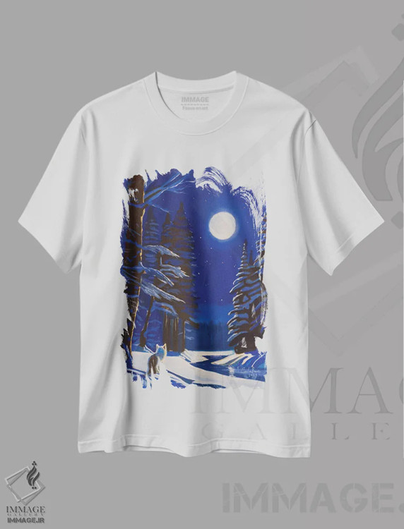 تیشرت سفید طرح دار روباه زمستانی اثر گوردون بروس | immage.ir