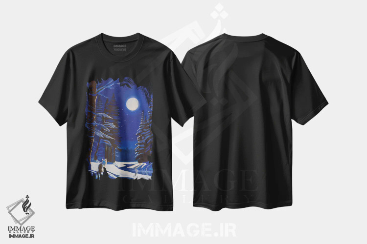 تیشرت مشکی طرح دار روباه زمستانی اثر گوردون بروس | فروشگاه ایماژ