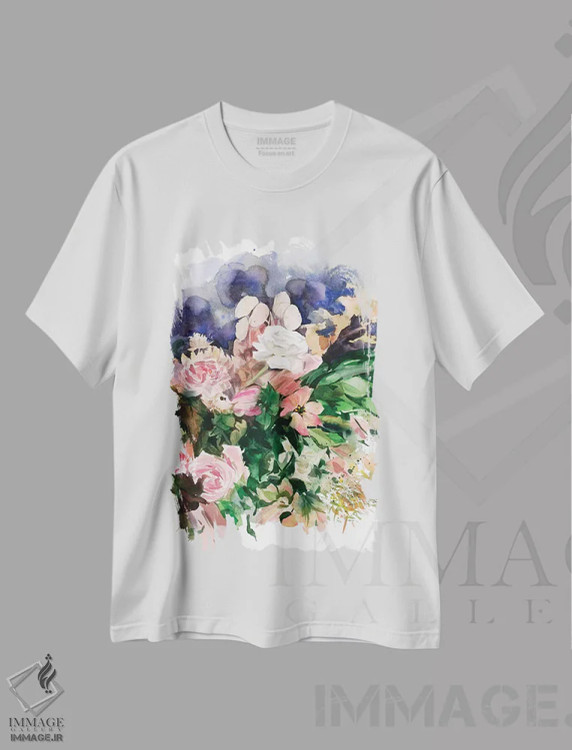 تیشرت سفید طرح دار رنگ سرخ گونه، دکور معاصر اثر گوشیا گرگورچیک | immage.ir
