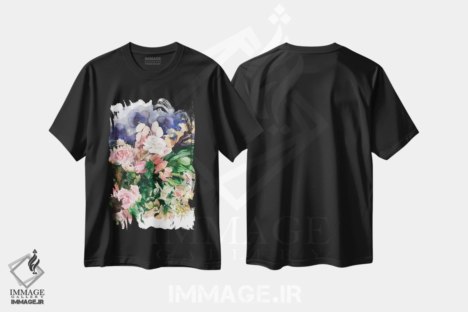 تیشرت مشکی طرح دار رنگ سرخ گونه، دکور معاصر اثر گوشیا گرگورچیک | فروشگاه ایماژ