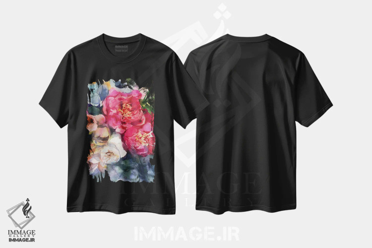 تیشرت مشکی طرح دار پئونی زیبا، دکور معاصر اثر گوشیا گرگورچیک | immage.ir