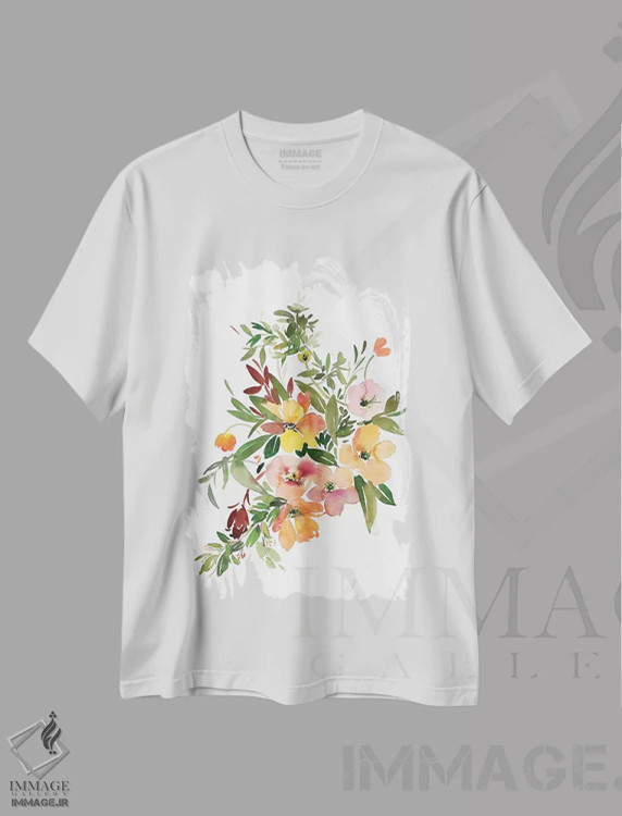 تیشرت سفید طرح دار کارامل کره ای، دکور معاصر اثر گوشیا گرگورچیک | فروشگاه ایماژ