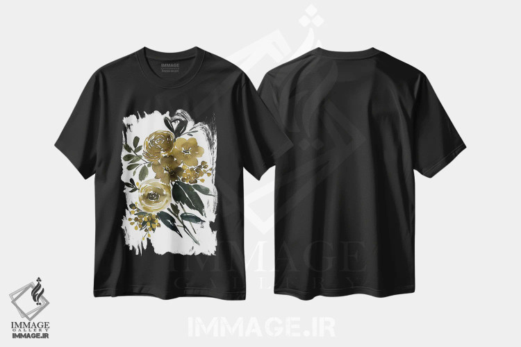 تیشرت مشکی طرح دار خانهٔ غاری، دکور معاصر اثر گوشیا گرگورچیک | فروشگاه ایماژ