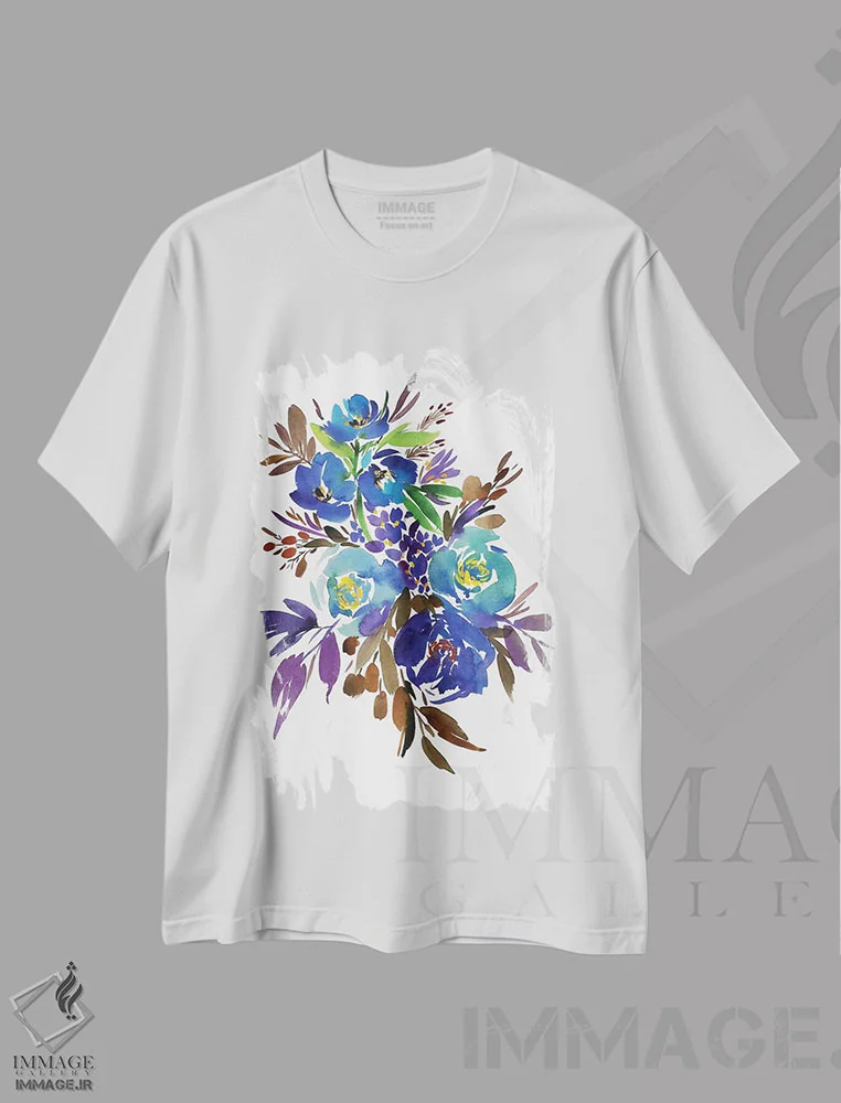 تیشرت سفید طرح دار آبی آسمانی، دکور معاصر اثر گوشیا گرگورچیک | immage.ir