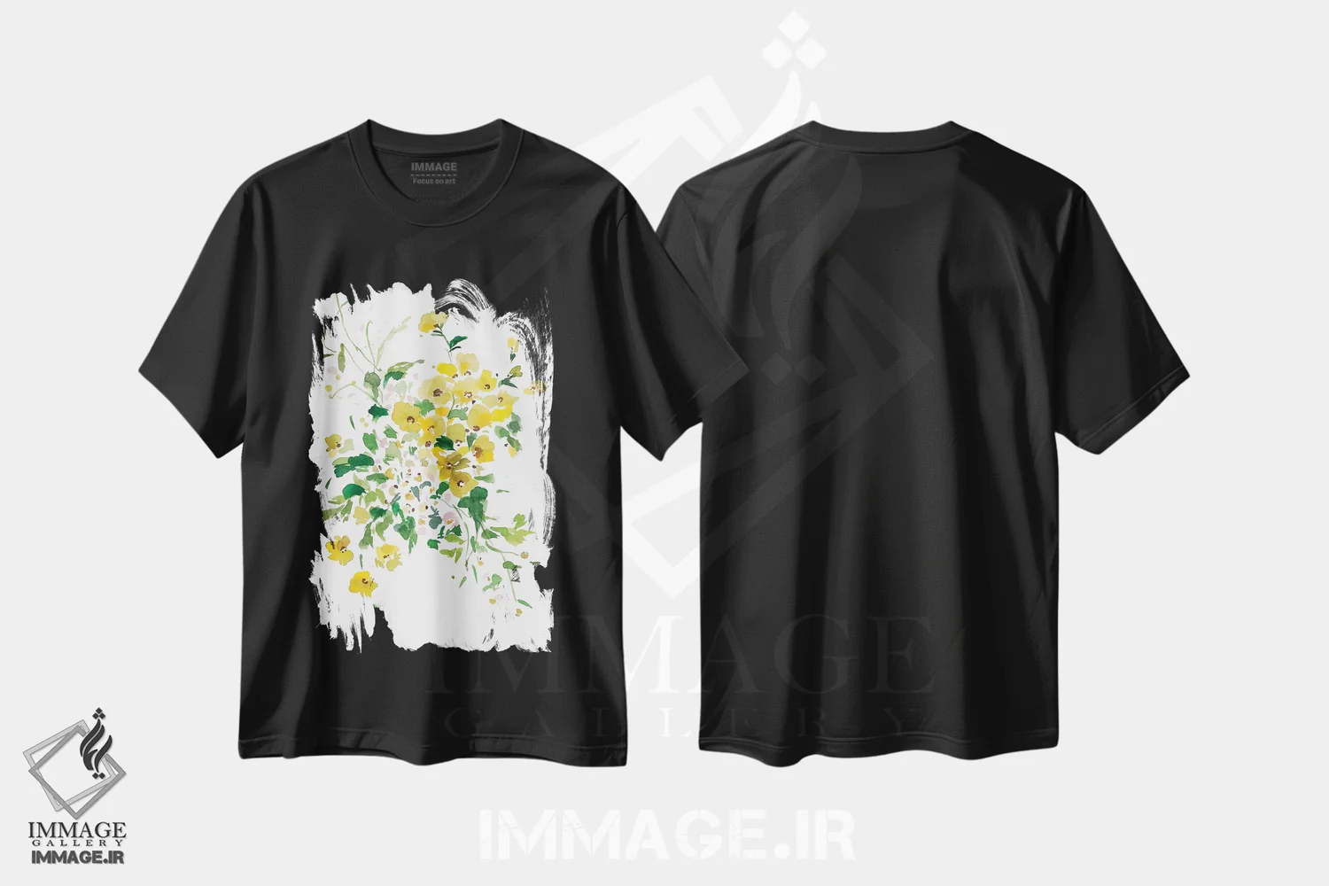 تیشرت مشکی طرح دار گل های زرد II، دکور معاصر اثر گوشیا گرگورچیک | فروشگاه ایماژ