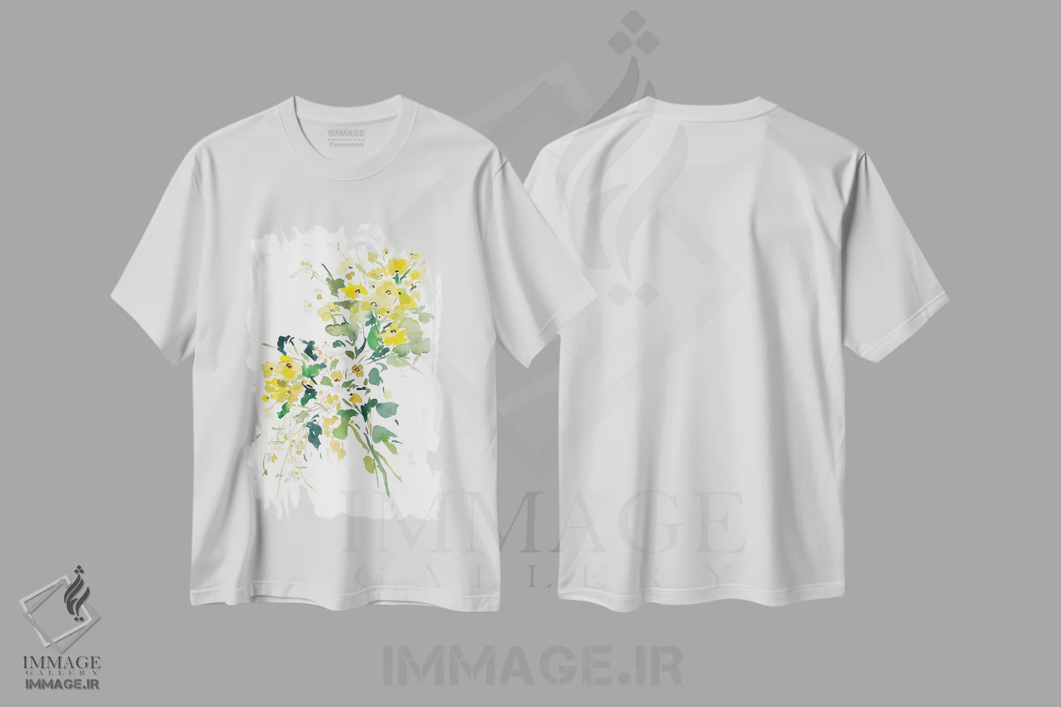 تیشرت سفید طرح دار گل های زرد III، دکور معاصر اثر گوشیا گرگورچیک | فروشگاه ایماژ