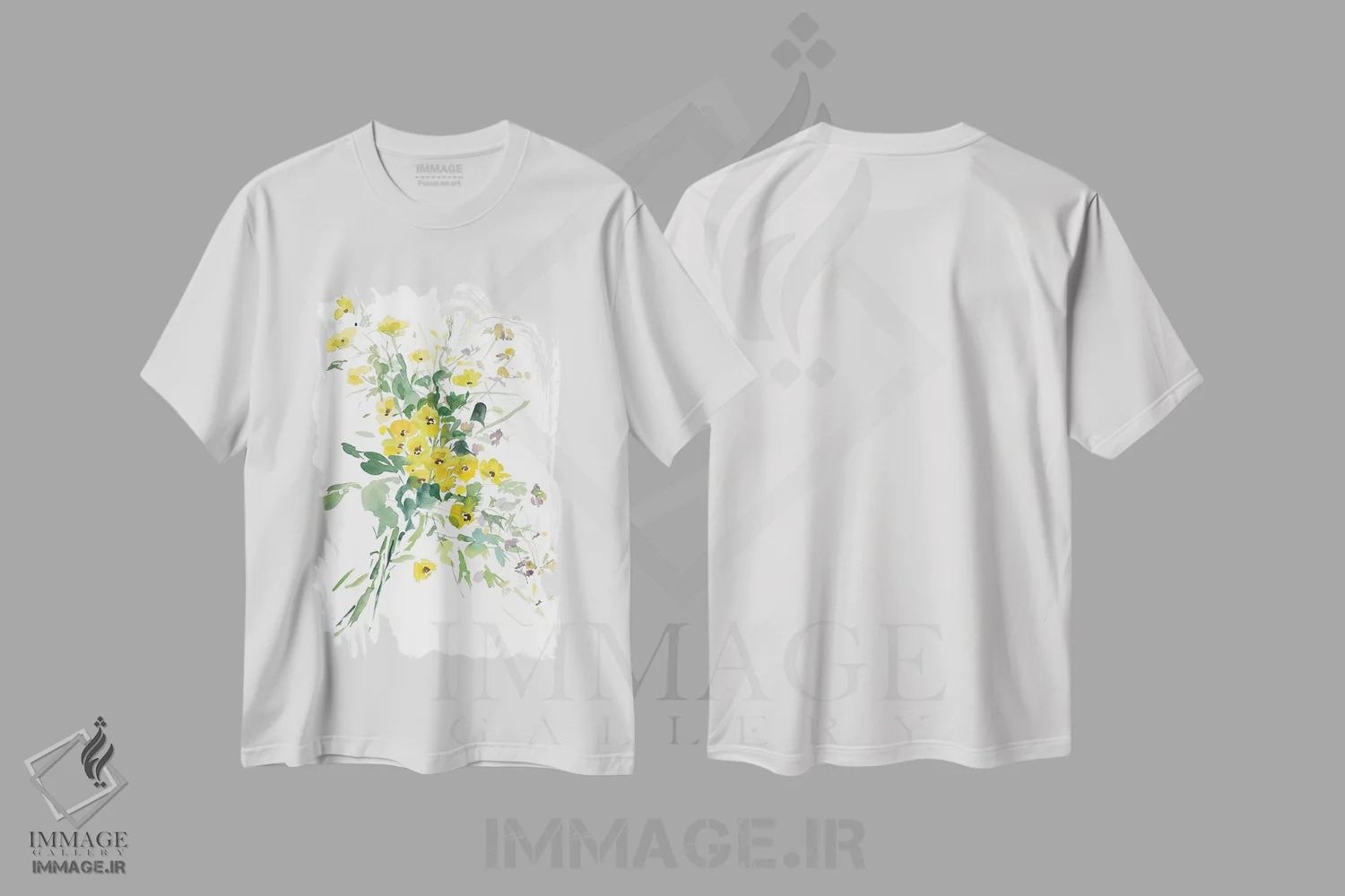تیشرت سفید طرح دار گل های زرد I، دکور معاصر اثر گوشیا گرگورچیک | فروشگاه ایماژ