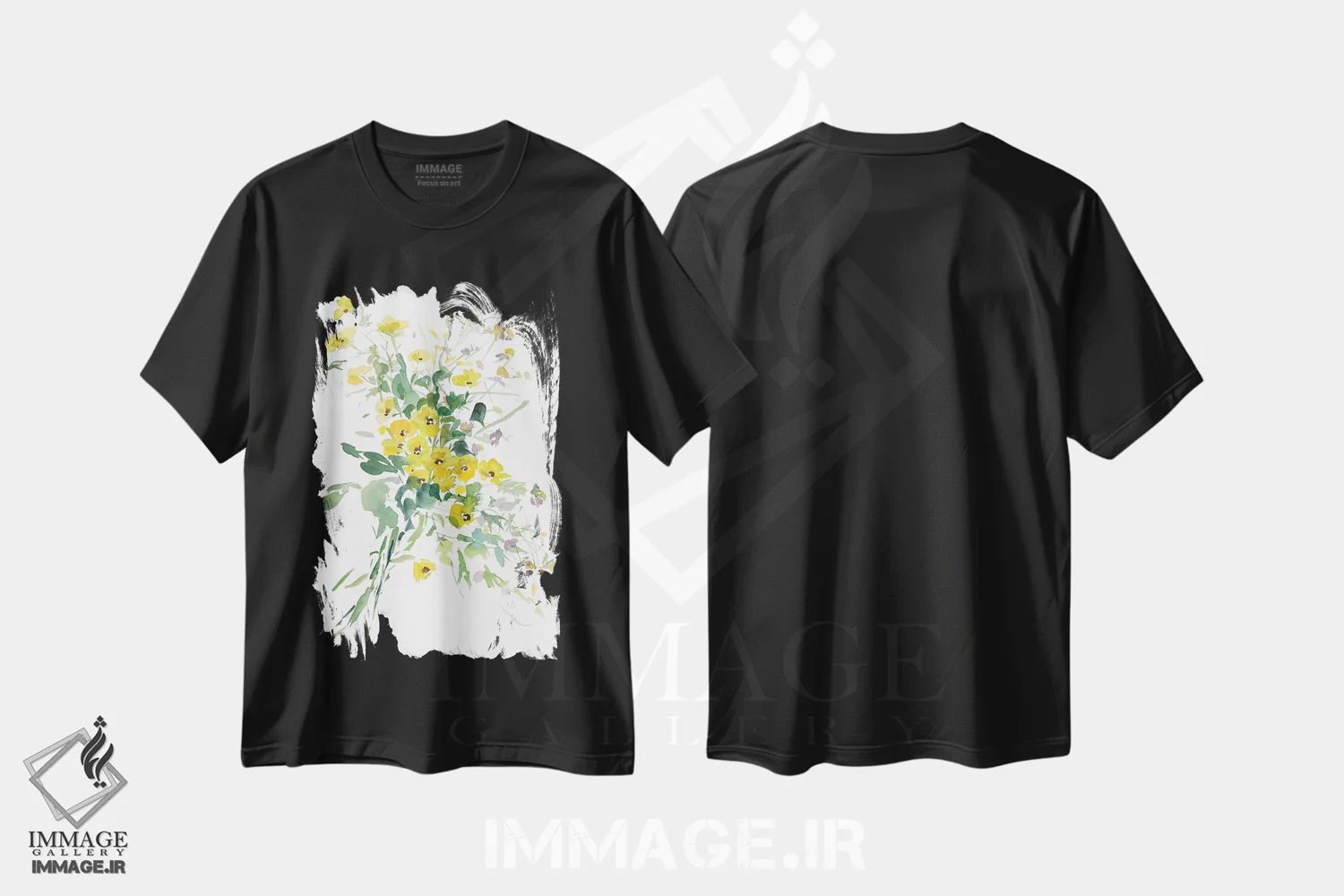 تیشرت مشکی طرح دار گل های زرد I، دکور معاصر اثر گوشیا گرگورچیک | immage.ir