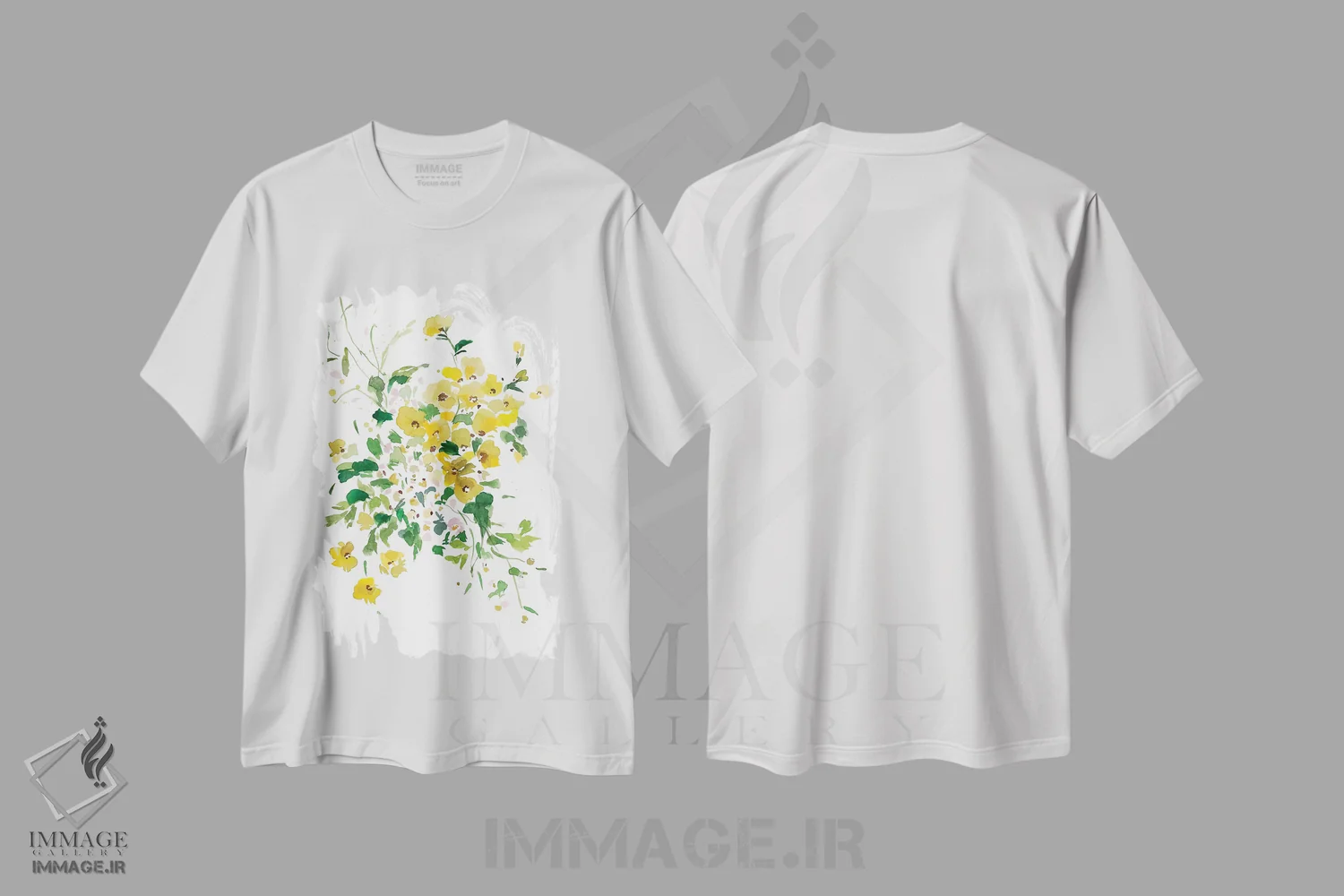 تیشرت سفید طرح دار گل های زرد II، دکور معاصر اثر گوشیا گرگورچیک | immage.ir