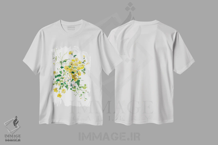 تیشرت سفید طرح دار گل های زرد II، دکور معاصر اثر گوشیا گرگورچیک | immage.ir