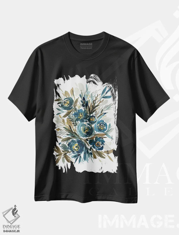 تیشرت مشکی طرح دار نیلی، دکور معاصر اثر گوشیا گرگورچیک | فروشگاه ایماژ