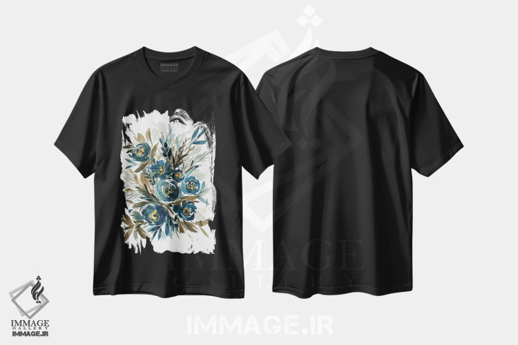 تیشرت مشکی طرح دار نیلی، دکور معاصر اثر گوشیا گرگورچیک | فروشگاه ایماژ