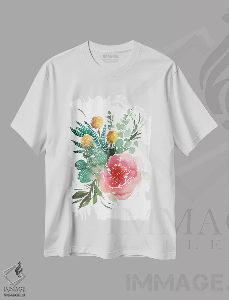 تیشرت سفید طرح دار پئونی صورتی، دکور معاصر اثر گوشیا گرگورچیک | immage.ir