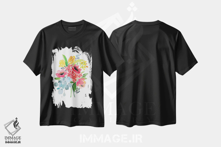 تیشرت مشکی طرح دار رز اپرا، دکور معاصر اثر گوشیا گرگورچیک | فروشگاه ایماژ