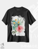 تیشرت مشکی طرح دار پئونی صورتی، دکور معاصر اثر گوشیا گرگورچیک | فروشگاه ایماژ