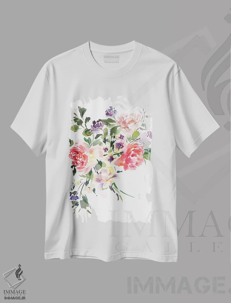 تیشرت سفید طرح دار رترو، دکور معاصر اثر گوشیا گرگورچیک | فروشگاه ایماژ