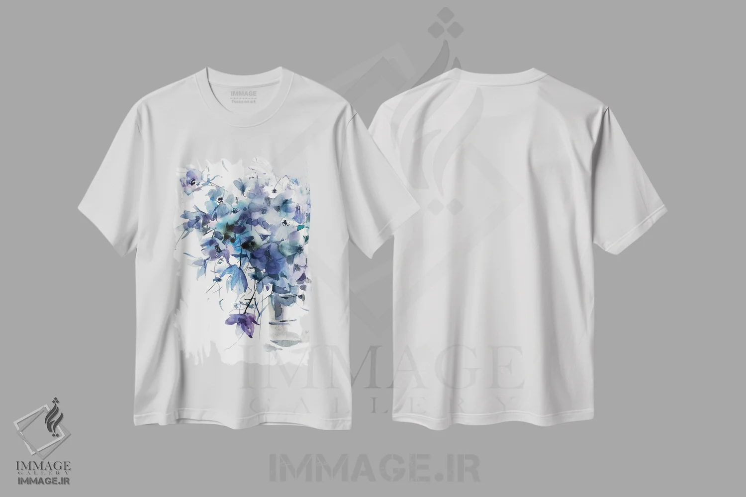 تیشرت سفید طرح دار آبی سنگ لوح، دکور معاصر اثر گوشیا گرگورچیک | immage.ir