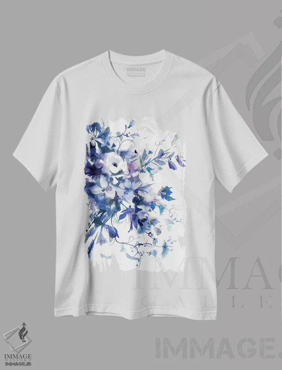 تیشرت سفید طرح دار بنفش سنگ لوح، دکور معاصر اثر گوشیا گرگورچیک | فروشگاه ایماژ