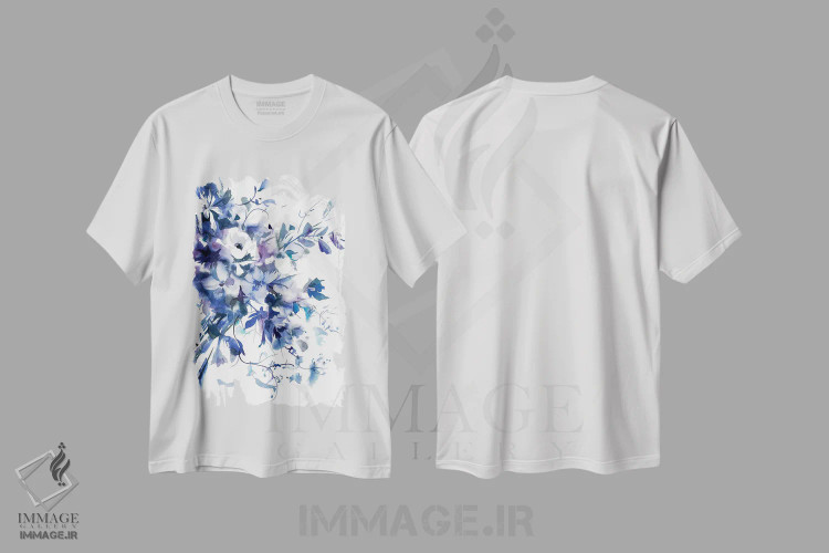 تیشرت سفید طرح دار بنفش سنگ لوح، دکور معاصر اثر گوشیا گرگورچیک | فروشگاه ایماژ