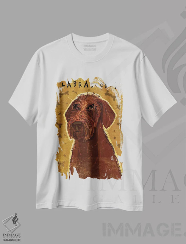 تیشرت سفید طرح دار لابرادودل، هنر دیجیتال اثر جان گلدن | فروشگاه ایماژ