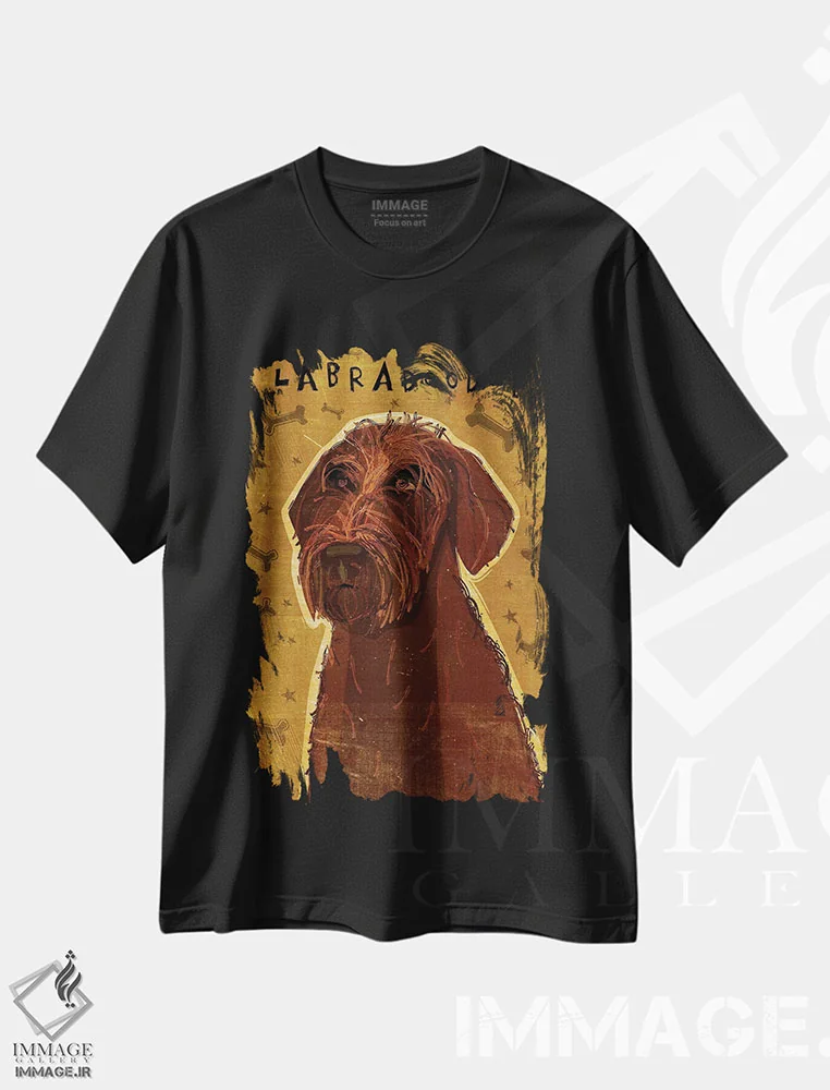 تیشرت مشکی طرح دار لابرادودل، هنر دیجیتال اثر جان گلدن | immage.ir