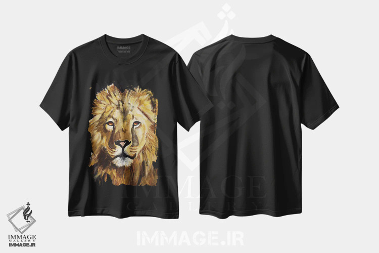 تیشرت مشکی طرح دار شیر، مدیوم اثر چلسیا گودریچ | فروشگاه ایماژ